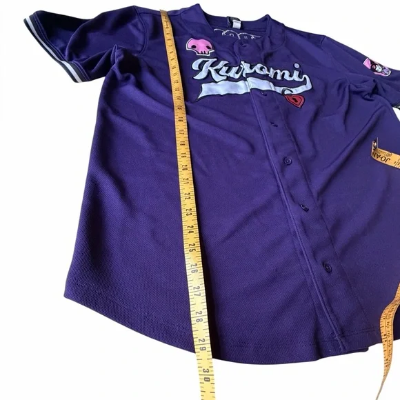 Sanrio Kuromi Jersey Purple Button Front Baseball Style Shirt, XL - Picture 9 of 9